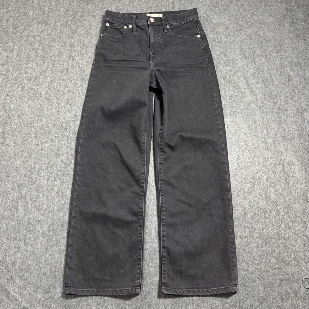 Madewell Slim Wide-Leg Crop Jeans Black High Rise Size 25